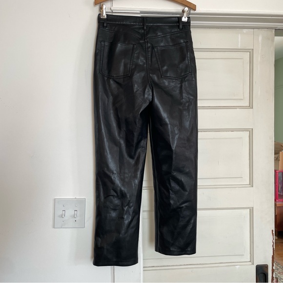 Wilfrid Melina Black Cropped Pant Faux Vegan Leather Aritzia Size 6 - Picture 6 of 9